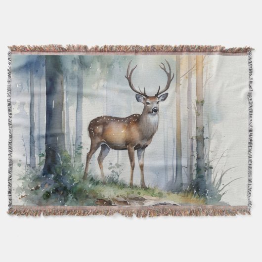 Forest Deer Throw Blanket Deken (Voorkant)