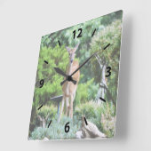 Forest Deer Vierkante Klok (Hoek)