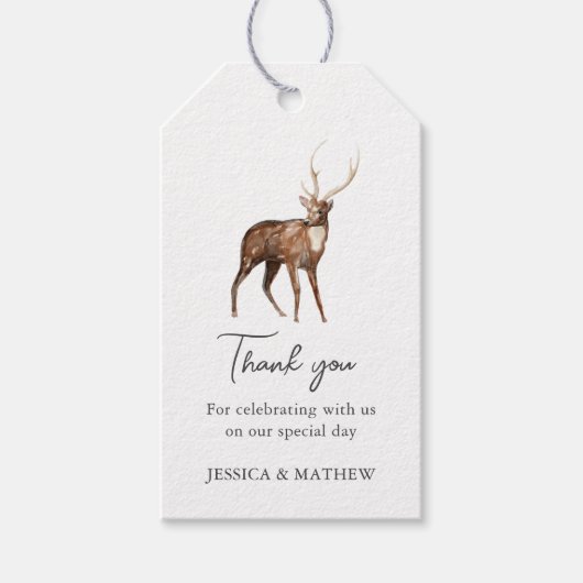Forest Deer Wedding Thank You Cadeaulabel (Voorkant)