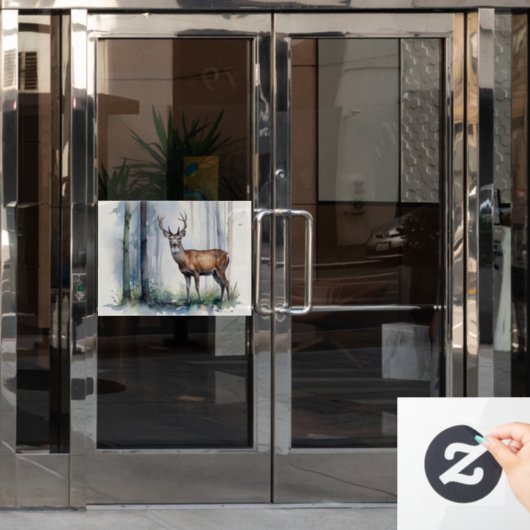 Forest Deer Window Cling Raamsticker (Kantoordeur)