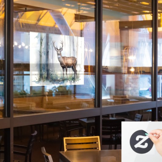 Forest Deer Window Cling Raamsticker (Restaurant Raam)