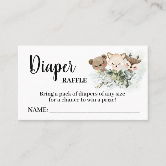 Forest Diaper Raffle Ticket Baby shower Kaart (Voorkant)
