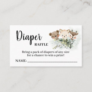 Forest Diaper Raffle Ticket Baby shower Kaart