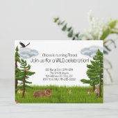 Forest Dier Verjaardagsfeest, Kinderen Verjaardag Kaart (Staand voorkant)