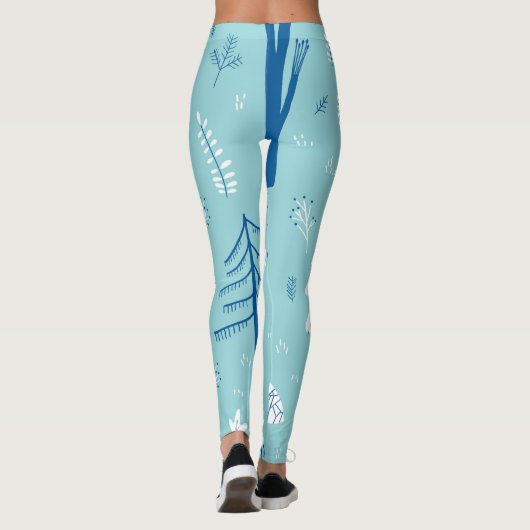 Forest Doodles: Creatief naadloos patroon Leggings (Achterkant)