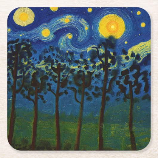 Forest Echoes of Infinity – Een boslandschap Kartonnen Onderzetters (Voorkant)