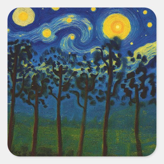 Forest Echoes of Infinity – Een boslandschap Vierkante Sticker (Voorkant)