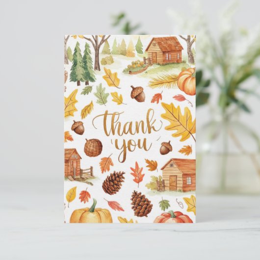 Forest Editable Autumn Herfst Bedankkaart (Staand voorkant)