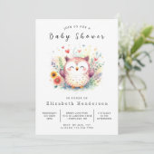 Forest Editable Owl Baby shower Kaart (Staand voorkant)