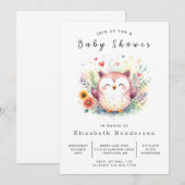Forest Editable Owl Baby shower Kaart (Voorkant / Achterkant)