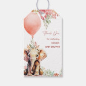 Forest Elephant Autumn Balloon Baby shower Cadeaulabel (Voorkant)