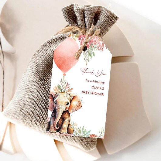 Forest Elephant Autumn Balloon Baby shower Cadeaulabel