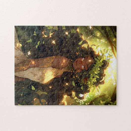 Forest Elf Afro-Amerikaanse Black Fantasy Art Legpuzzel (Horizontaal)