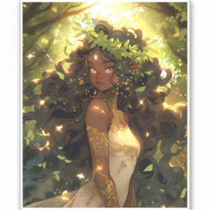 Forest Elf Afro-Amerikaanse Black Fantasy Art Sticker