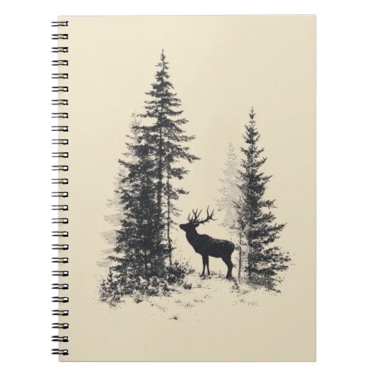  Forest Elk Silhouette Sketch Notitieboek (Voorkant)