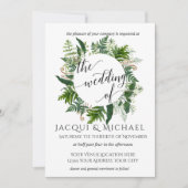 Forest Emerald Fern Foliage Leaf krans bruiloft Kaart (Voorkant)