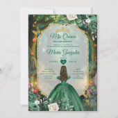 Forest Emerald Green Quinceañera Kaart (Voorkant)