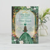 Forest Emerald Green Quinceañera Kaart (Staand voorkant)