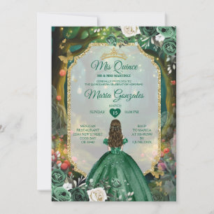 Forest Emerald Green Quinceañera Kaart