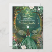 Forest Enchanted Emerald Green Quinceañera Kaart (Voorkant)