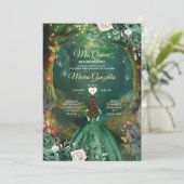 Forest Enchanted Emerald Green Quinceañera Kaart (Staand voorkant)