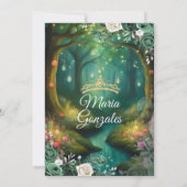Forest Enchanted Emerald Green Quinceañera Kaart (Achterkant)