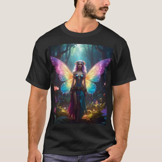 Forest Enchantress – Iridescent Wings in a Magical T-shirt (Voorkant)