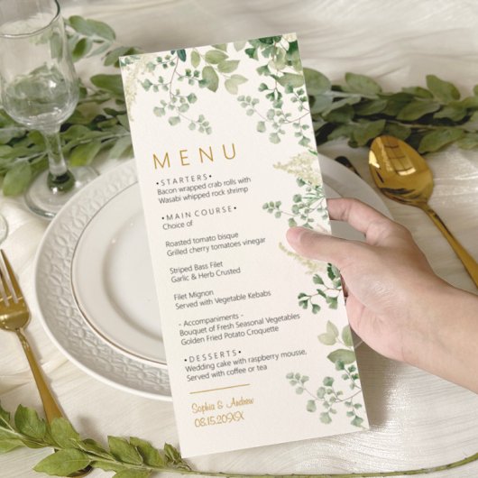Forest Eucalyptus Greenery Leaves Wedding Menu