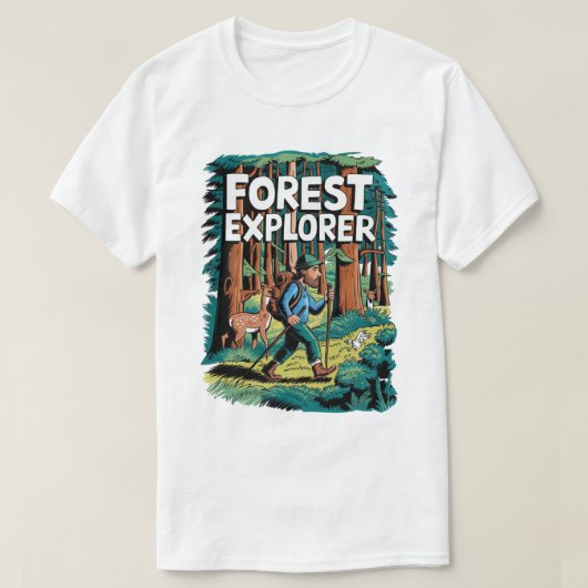 Forest Explorer  wandelillustratie T-shirt (Design voorkant)