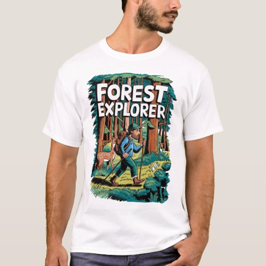 Forest Explorer wandelillustratie T-shirt (Voorkant)