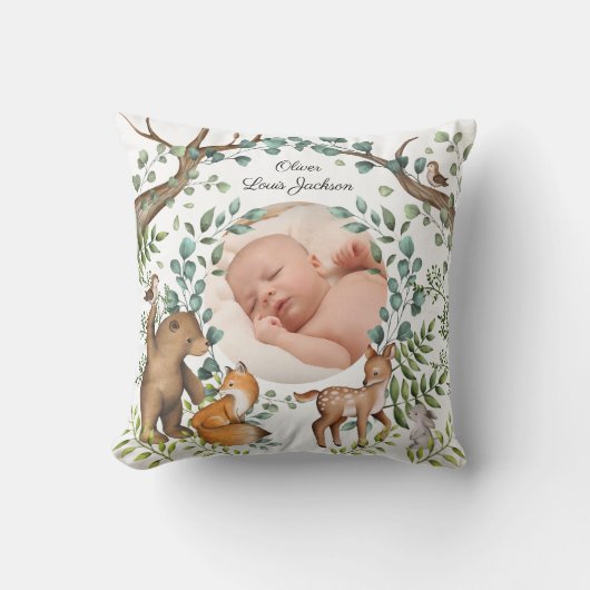 Forest Fable | Newborn Gift | Woodland Animals Kussen (Voorkant)