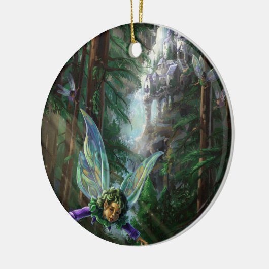 Forest Fairies en Waterfall Castle Keramisch Ornament (Links)