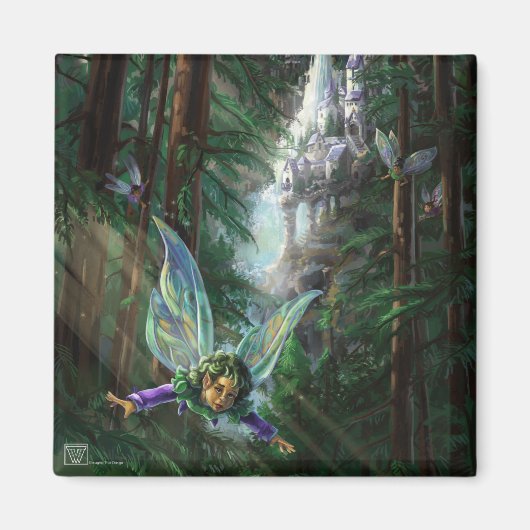 Forest Fairies en Waterfall Castle Magneet (Voorkant)
