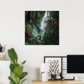 Forest Fairies en Waterfall Castle Poster (Thuiskantoor)