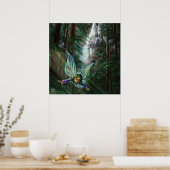 Forest Fairies en Waterfall Castle Poster (Keuken)