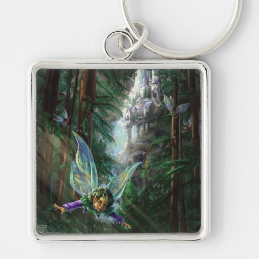 Forest Fairies en Waterfall Castle Sleutelhanger (Voorkant)