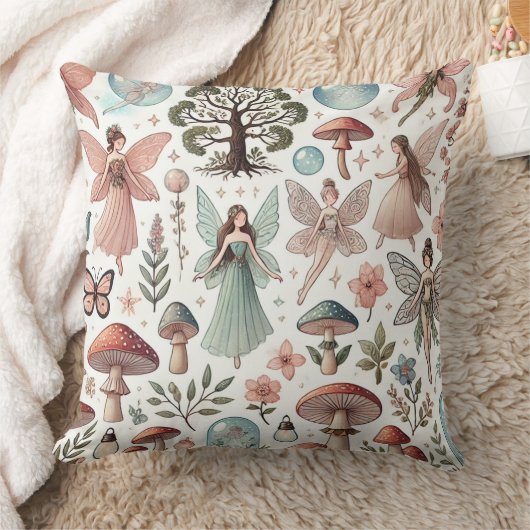 Forest Fairies Mushrooms Kind groot Sierkussen (Deken)