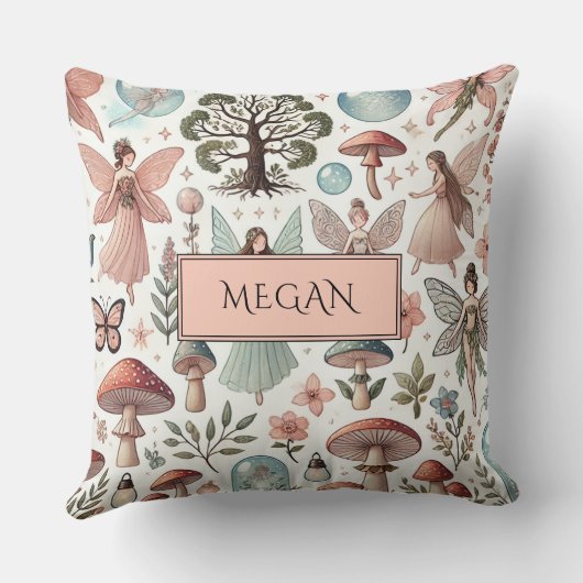 Forest Fairies Mushrooms Kind groot Sierkussen (Achterkant)