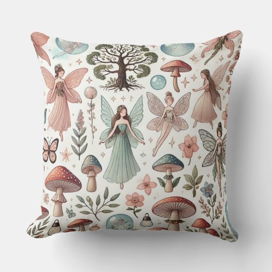 Forest Fairies Mushrooms Kind groot Sierkussen (Voorkant)