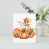 Forest Fairy & Autumn Pumpkin Bouquet Briefkaart (Staand voorkant)