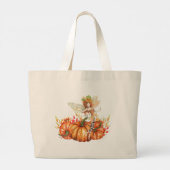 Forest Fairy & Autumn Pumpkin Bouquet Grote Tote Bag (Achterkant)