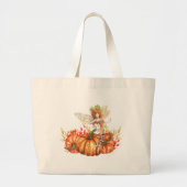 Forest Fairy & Autumn Pumpkin Bouquet Grote Tote Bag (Voorkant)