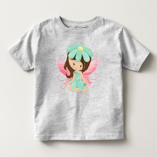 Forest Fairy, Cute Fairy, Brown Hair, Flowers Kinder Shirts (Voorkant)