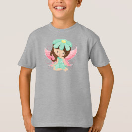 Forest Fairy, Cute Fairy, Brown Hair, Flowers T-shirt