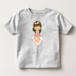 Forest Fairy, Cute Fairy, Brown Hair, paddenstoel Kinder Shirts