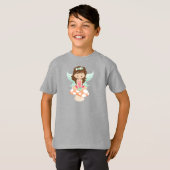 Forest Fairy, Cute Fairy, Brown Hair, paddenstoel T-shirt (Voorkant volledig)