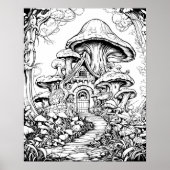 Forest Fairy House Fantasy Kleurplaat Poster (Voorkant)