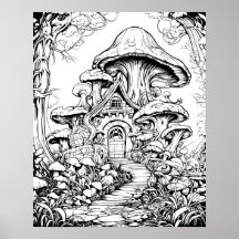 Forest Fairy House Fantasy Kleurplaat Poster