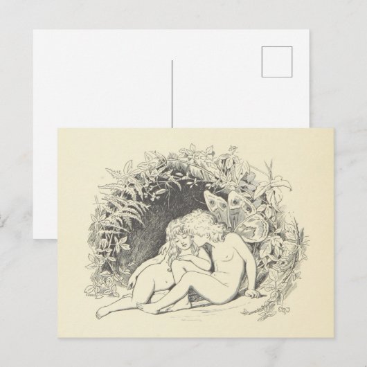 Forest Fairy in Love  Drawing Briefkaart (Voorkant / Achterkant)