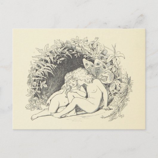 Forest Fairy in Love  Drawing Briefkaart (Voorkant)